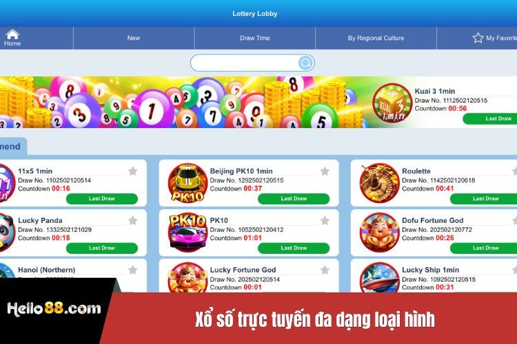 Xổ số trực tuyến đa dạng loại hình