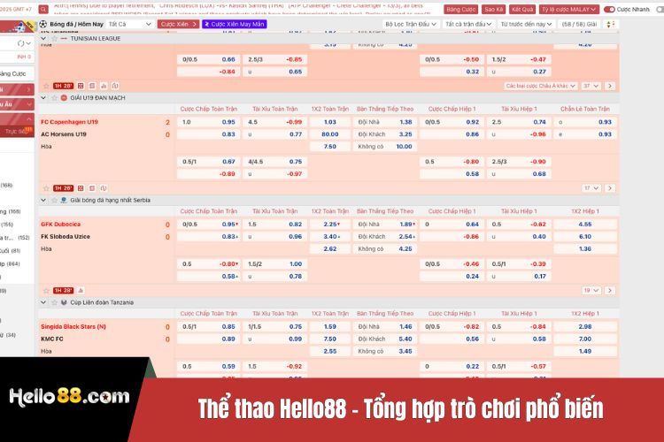 Thể thao Hello88 - Tổng hợp trò chơi phổ biến